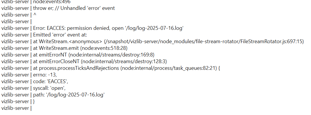 Vizlib Server - Vizlib Server Linux version - Error: EACCES: permission ...