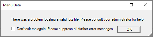 BizNet - There was a problem locating a valid .biz file