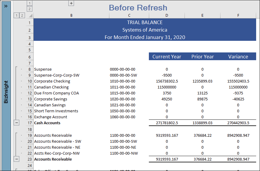BizNet - When refreshing a report, new rows/columns are loaded to the ...