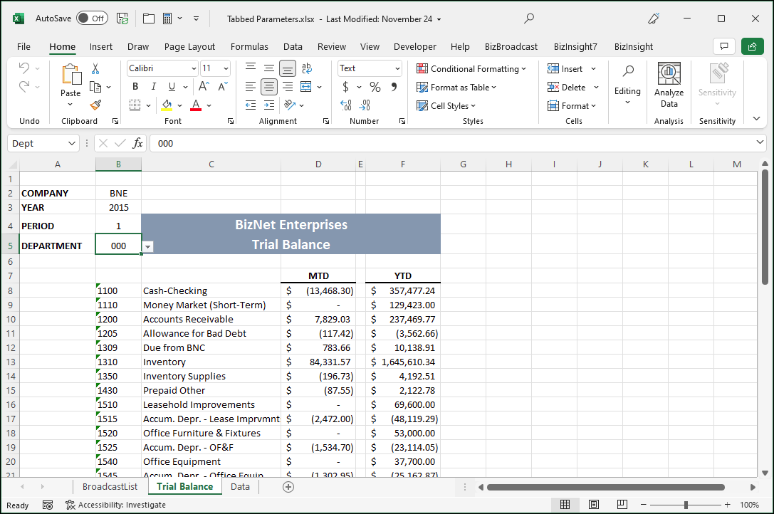 BizNet - How to use BizBroadcast and a single workbook to produce a ...