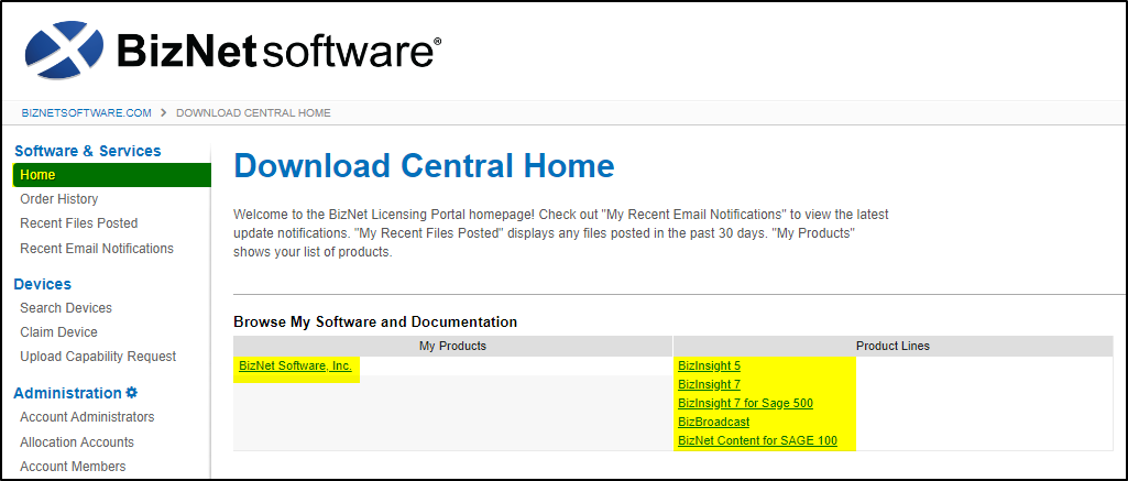 BizNet - How to use the BizNet Licensing Portal