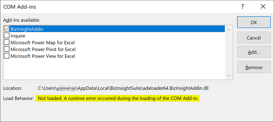 BizNet - BizInsight7 or BizBroadcast ribbon tabs do not load in Excel ...