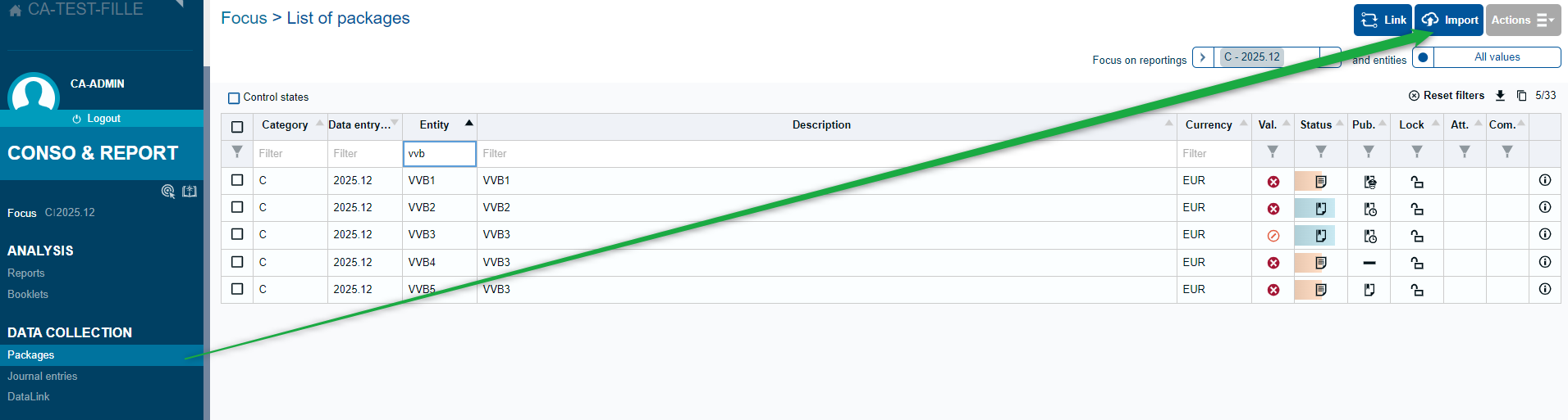 Viareport – Conso&Report : Flat file import template
