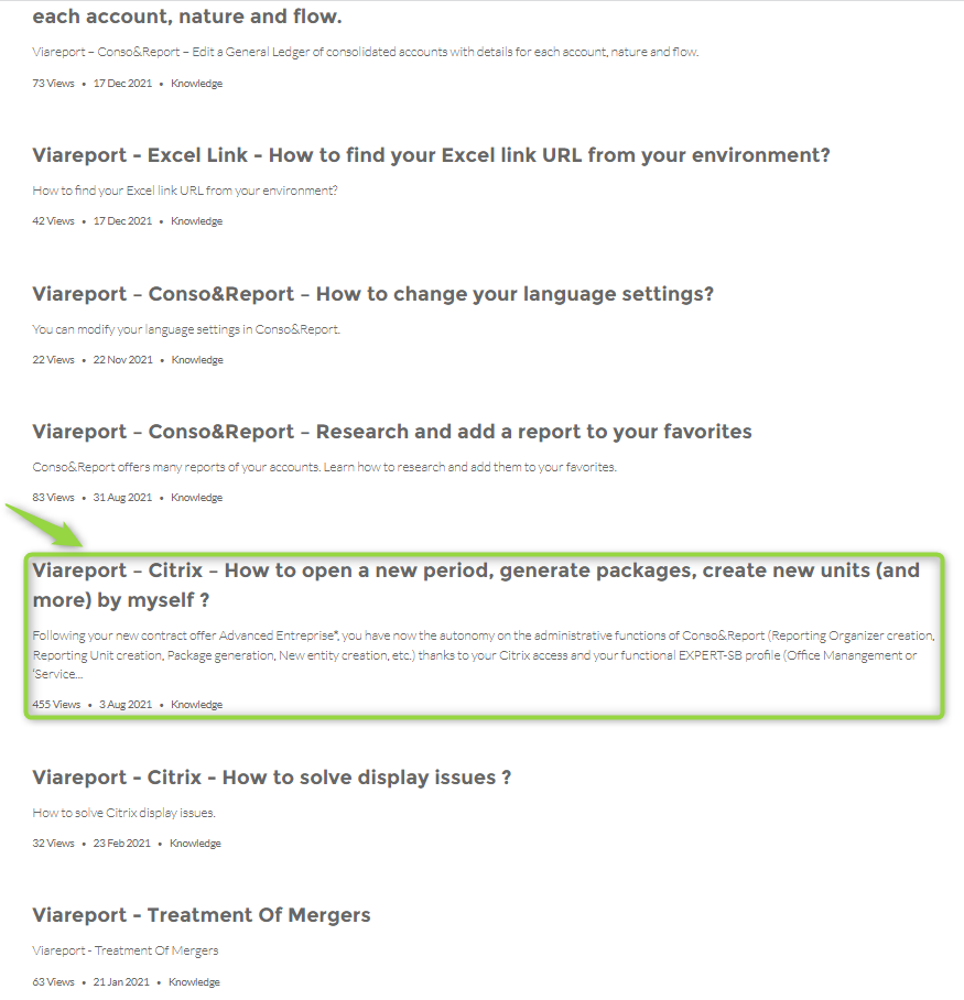 Viareport - insightsoftware - Viareport - Access to Knowledge Articles