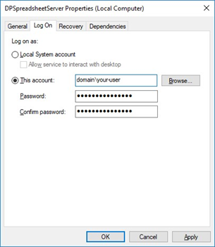 Spreadsheet Server - Additional Configuration