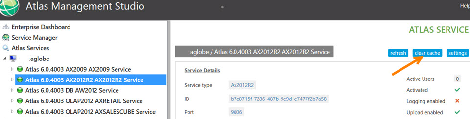 Atlas - How to clear the Atlas Server and Client cache